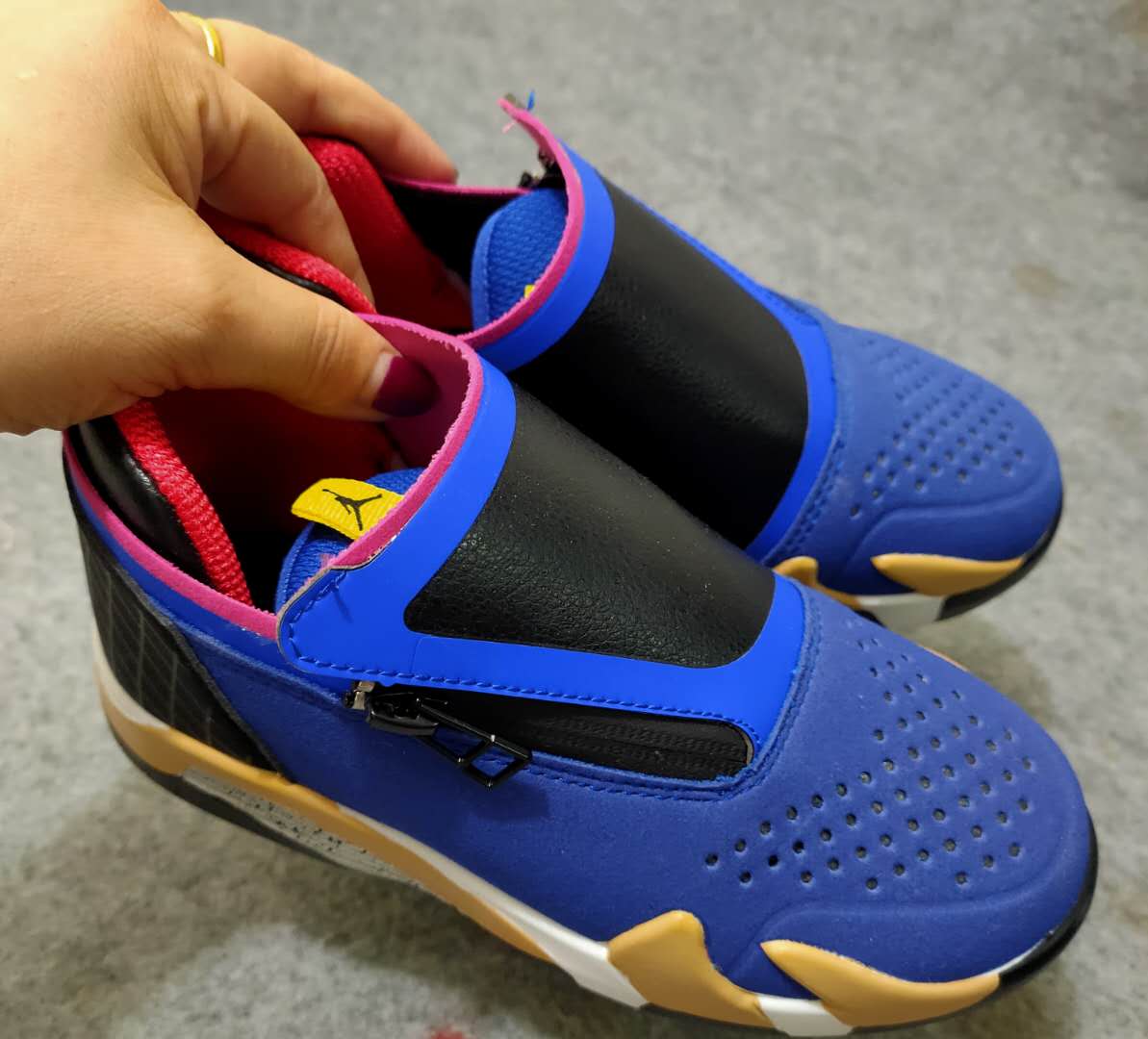 Kids Air Jordan 14 Blue Black Pink Shoes